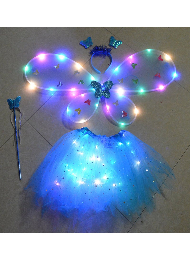 KASTWAVE Light Up Fairy Costume Set, 4Pcs Includes LED Tutu Skirt, erfly Fairy Wings erfly Wand, Headband,  Wings erfly Wings Costume, for  Costume Birthday Party Decoration - Image 4