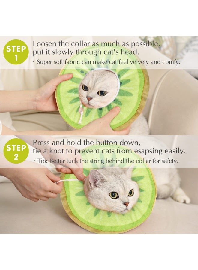Adjustable (S) Cat Cone Collar, Cute Cat Donut Collar After Surgery, Cat Recovery Cone To Prevent Licking, S (5.9-9 inches) Suitable For Pets Weighing 4-8 Pounds, Kiwi Fruit - Image 5