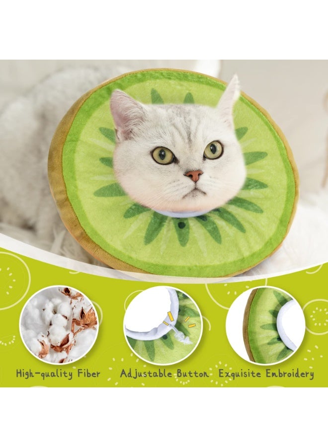 Adjustable (S) Cat Cone Collar, Cute Cat Donut Collar After Surgery, Cat Recovery Cone To Prevent Licking, S (5.9-9 inches) Suitable For Pets Weighing 4-8 Pounds, Kiwi Fruit - Image 4