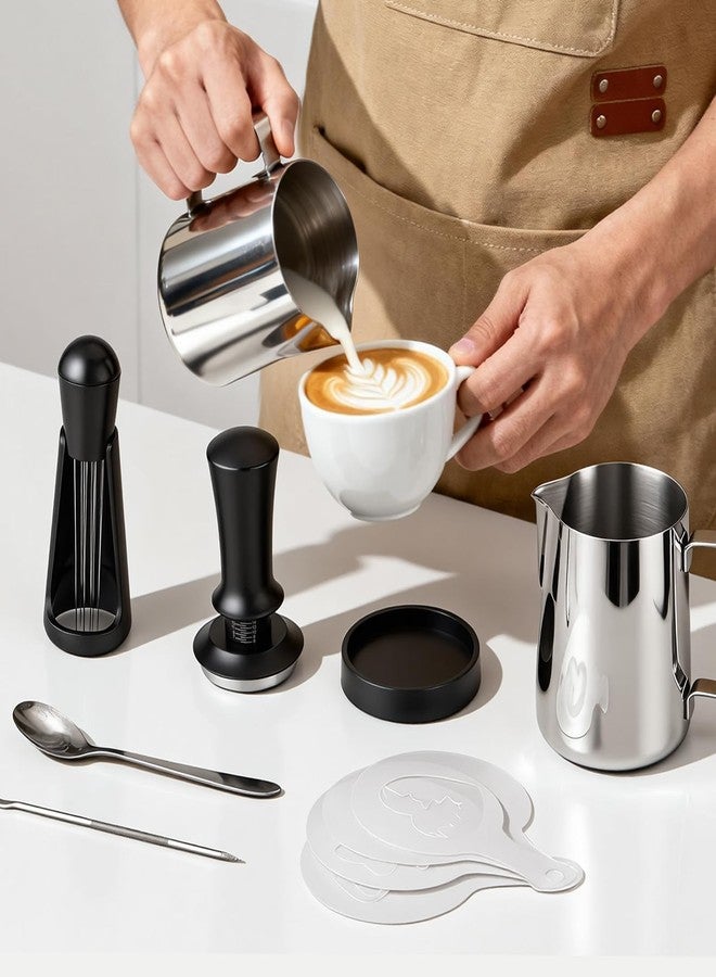 Shoxil 51mm Espresso Tamper Kit - 22 Pcs Barista Tools Set with Espresso Press Tool, Coffee Tamper, Milk Jug, Mat, Stencil & More for Professional Coffee Making - Image 3