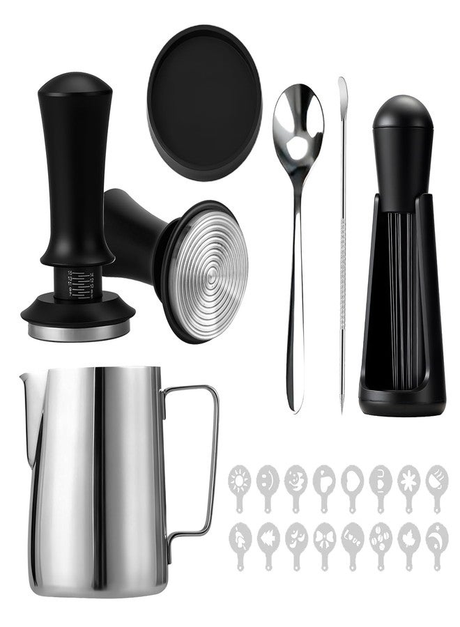 Shoxil 51mm Espresso Tamper Kit - 22 Pcs Barista Tools Set with Espresso Press Tool, Coffee Tamper, Milk Jug, Mat, Stencil & More for Professional Coffee Making - Image 1
