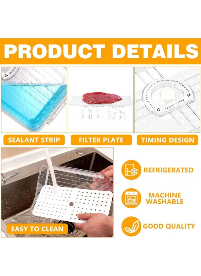 Hihonor - 2 Pack Deli Meat Container with Lids for Refrigerator, Deli Meat Cheese Storage Container with Date Record, Deli Meat Tray Holder for Fridge, Food Saver Keeper with Drain Plate - Image 1