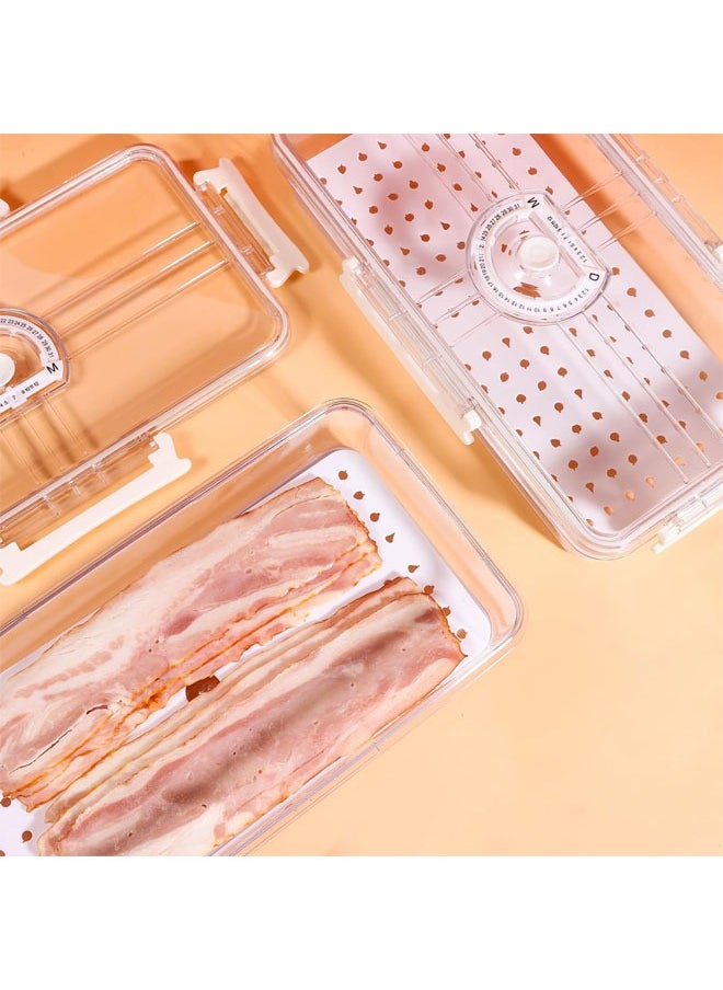 Hihonor - 2 Pack Deli Meat Container with Lids for Refrigerator, Deli Meat Cheese Storage Container with Date Record, Deli Meat Tray Holder for Fridge, Food Saver Keeper with Drain Plate - Image 1