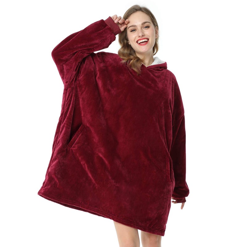 LetsFunny Blanket HoodieOversized Wearable Sherpa Fleece Blanket SweatshirtSuper Soft Warm Cozy with Giant PocketGifts for Women Men Adults Teenagers Kids One Size Fits All