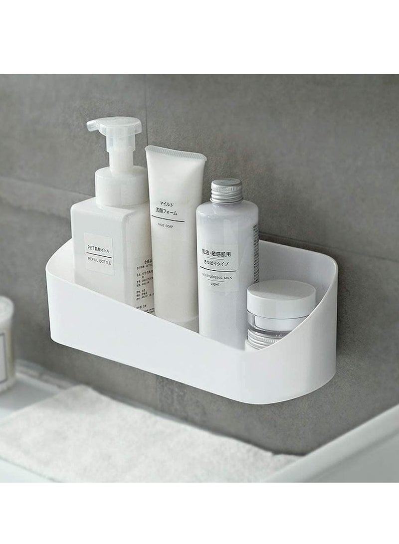 Adhesive Shower Caddy, Wall Mounted Bathroom Shelf Organizer Storage Rack, No Drilling Shower Shelf Bath Essentials Shampoo Holder, Shower Caddy for Shower Room, Bathroom, Kitchen, White - Image 1