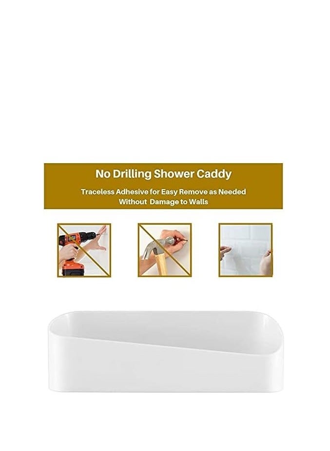 Adhesive Shower Caddy, Wall Mounted Bathroom Shelf Organizer Storage Rack, No Drilling Shower Shelf Bath Essentials Shampoo Holder, Shower Caddy for Shower Room, Bathroom, Kitchen, White - Image 3