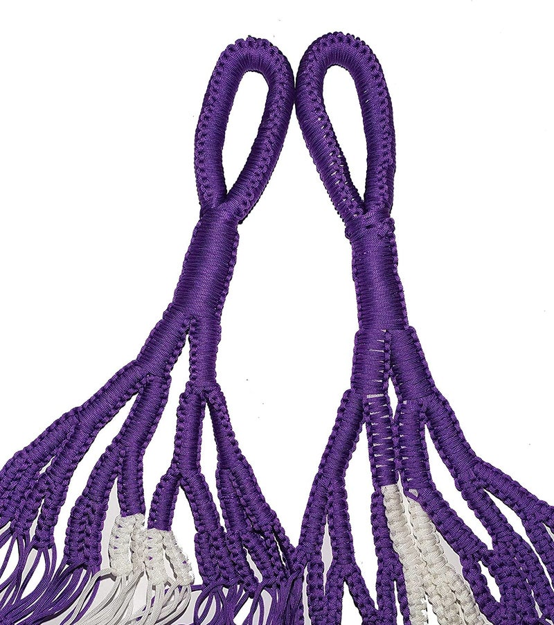 CRM TRADERS CRM TRADERS Handcrafted Nylon Rope Swing Hammock Garden Net Mesh Bed For Camping Activities Multicolor  - Image 2