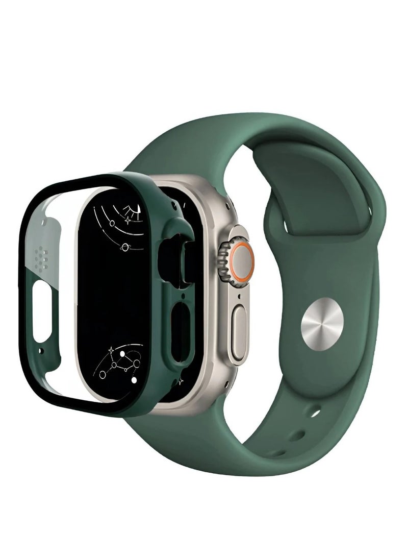 and with Case For Apple Watch 46mm,Adjustable Silicone Sport Wristband Replacement, Strap With Cover Built-in Glass Screen Protector for iWatch S10. - Image 1