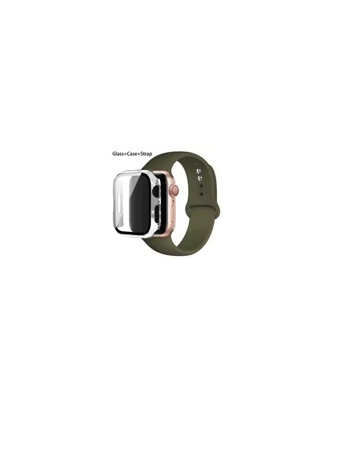and with Case For Apple Watch 46mm,Adjustable Silicone Sport Wristband Replacement, Strap With Cover Built-in Glass Screen Protector for iWatch S10. - Image 2