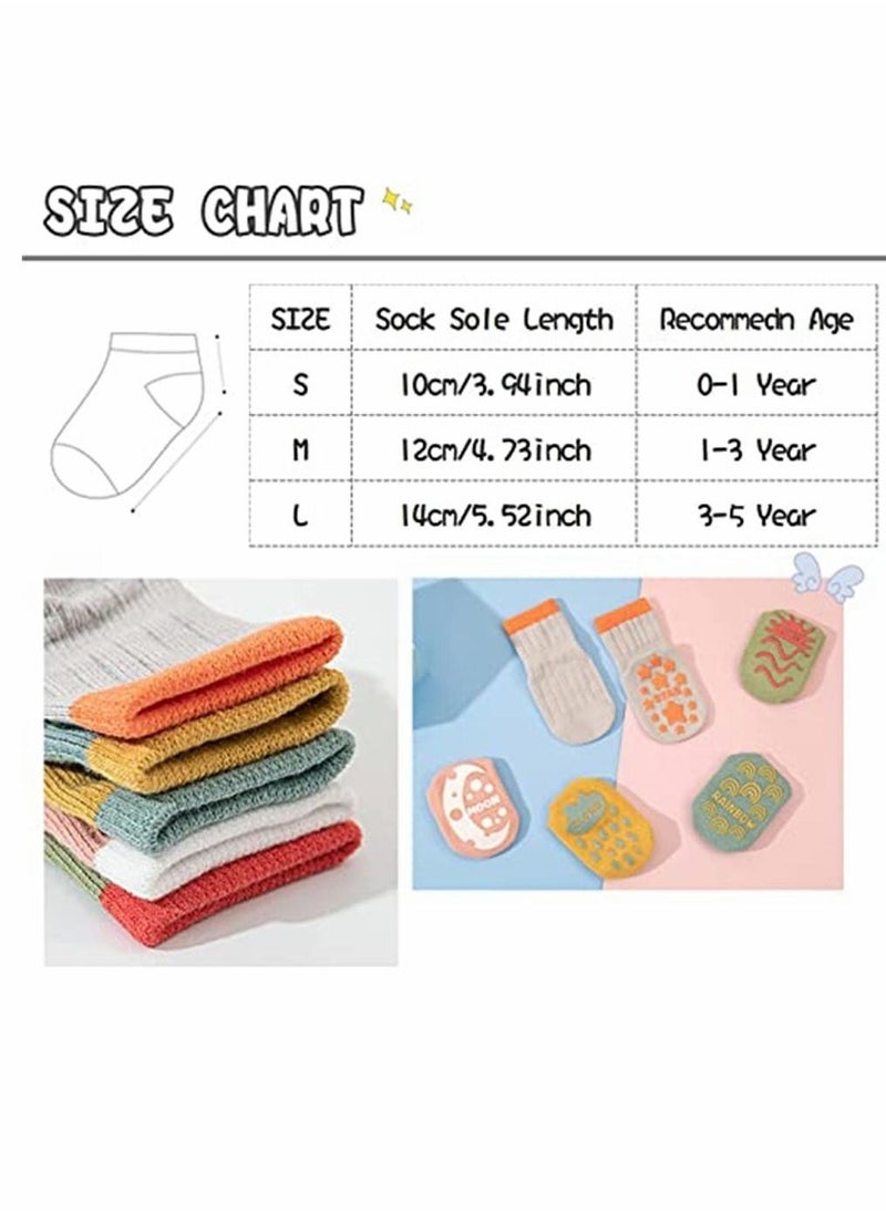 Baby Socks, Non-Slip Grip Socks, Newborn Anti-Slip Crew Socks, Girls Soft Comfortable First Walking Shoe Socks, Boys Breathable Cute Animal Floor Socks 0-5 Years Old, 5 Pack - Image 5