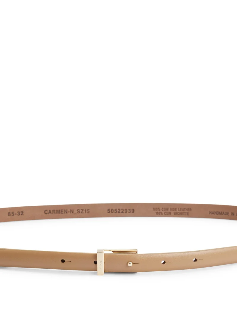 BOSS Italian-leather belt with logo keeper