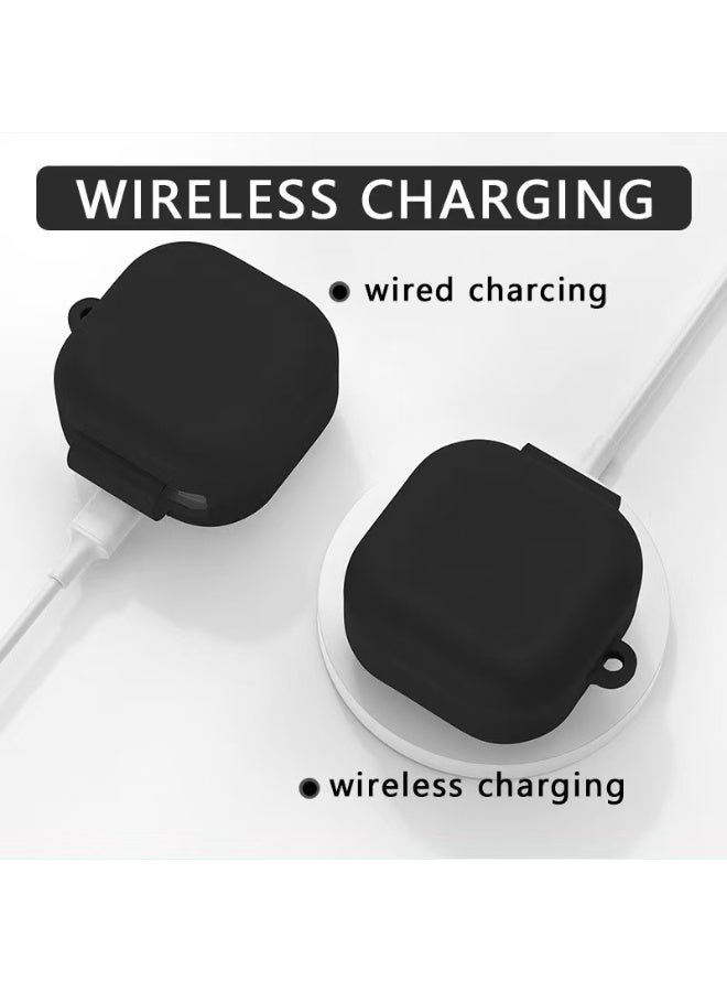 for  Samsung Galaxy Buds4/4Pro silicone earphone protective case, comes with cleaning brush and carabiner, supports wireless charging (black) - Image 3