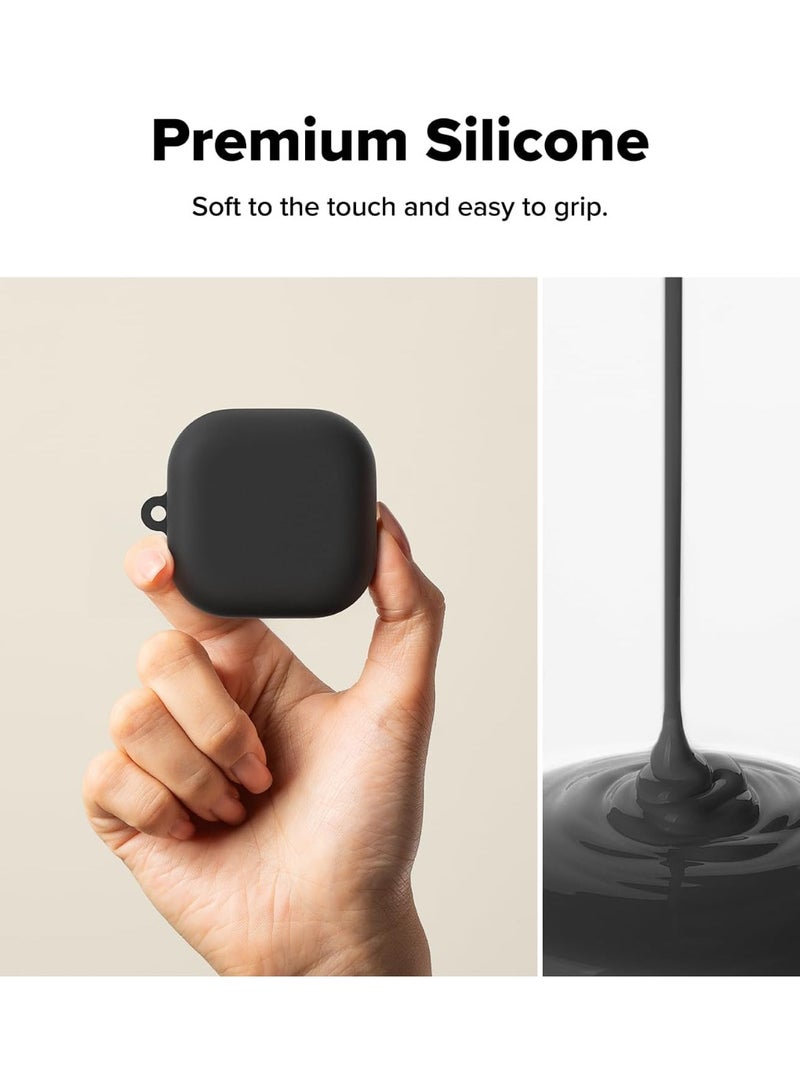 for  Samsung Galaxy Buds4/4Pro silicone earphone protective case, comes with cleaning brush and carabiner, supports wireless charging (black) - Image 4