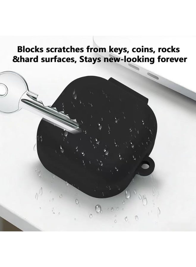 for  Samsung Galaxy Buds4/4Pro silicone earphone protective case, comes with cleaning brush and carabiner, supports wireless charging (black) - Image 5
