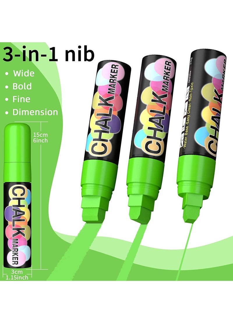 SYOSI Jumbo Chalk Window Markers for Cars Glass Washable - 8 Colors Liquid Chalk Markers Pen With 15mm Wide Tips, Chalkboard Markers, Window Paint Markers For Car Decoration, Auto Glass, Poster, Business  - Image 2