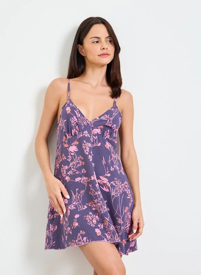 Take Two Purple Floral Print Nightdress