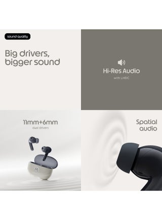Moto Buds 2, Pantone Carbon, Hi-Res Audio, Dynamic Active Noise Cancelling, IP54 Water Resistant, 48 hours Playback Time, Lightweight & Compact Carbon - view 2