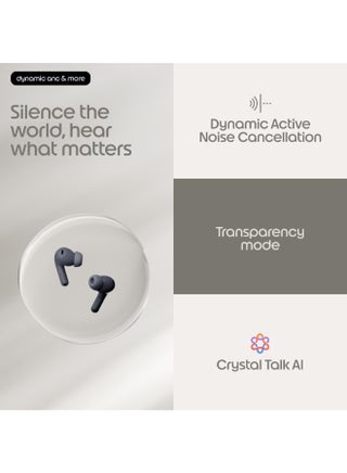 Moto Buds 2, Pantone Carbon, Hi-Res Audio, Dynamic Active Noise Cancelling, IP54 Water Resistant, 48 hours Playback Time, Lightweight & Compact Carbon - view 3