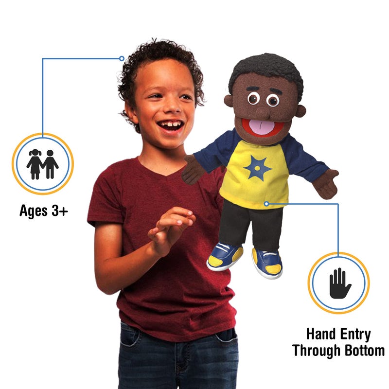 Silly Puppets 14 Jordan Black Boy Hand Puppet - Image 3