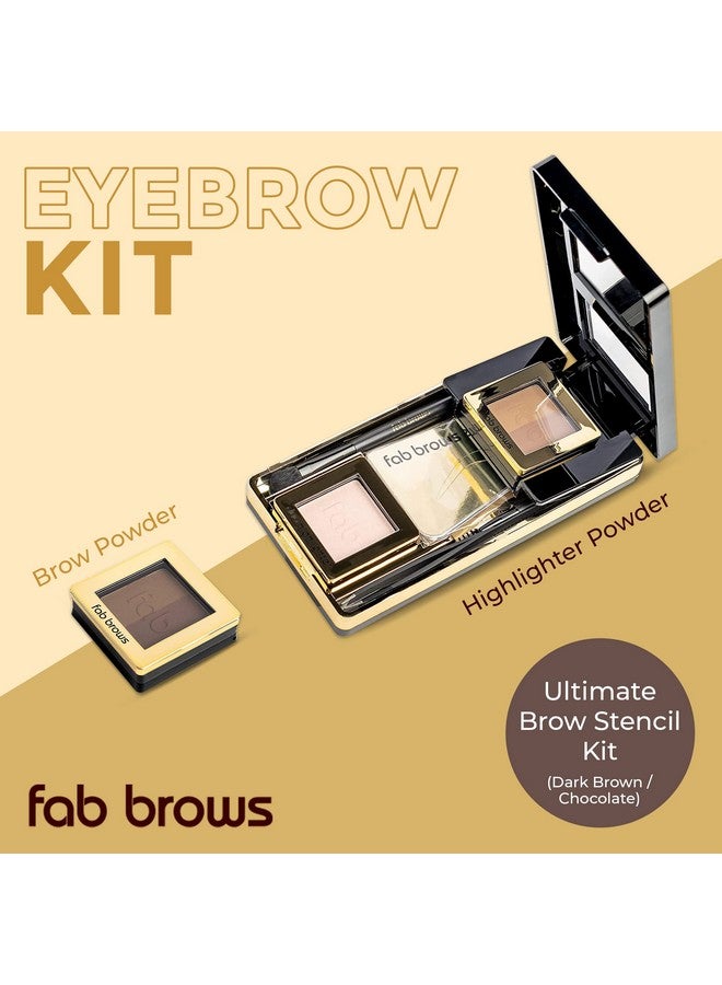 Fab Brows Lux Duo Stencil Eyebrow Kit Ultimate Brow Stencil Kit With Duo Brow Powder Highlighter Powder Stencil Shapes Eyebrow Tools & Compact Mirror Eyebrow Stencil Kit Dark Brown/Chocolate - Image 4