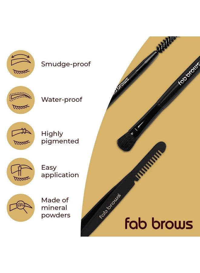 Fab Brows Lux Duo Stencil Eyebrow Kit Ultimate Brow Stencil Kit With Duo Brow Powder Highlighter Powder Stencil Shapes Eyebrow Tools & Compact Mirror Eyebrow Stencil Kit Dark Brown/Chocolate - Image 5