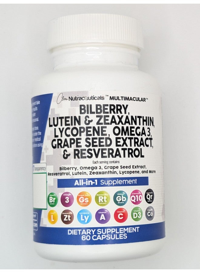 Clean Nutraceuticals فيتامينات صحة العين من كلين نيوتراسيتيكالز مع التوت الأزرق واللوتين والزيكسانثين والليكوبين والريسفيراترول ومستخلص بذور العنب وأوميغا 3 والأستازانتين - فيتامين العين - عبوتين - Image 5