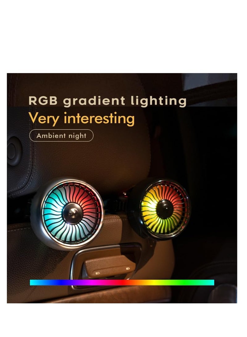 SYOSI Car Seat Fan with LED Colorful Lights, Upgraded USB Fan for Car with Powerful Cooling, 3 Speeds Strong Wind, Brushless Motor, Adjustable Clip Electric Fan for SUV/RV/Truck/Sedan/Cruise/Office - Image 2