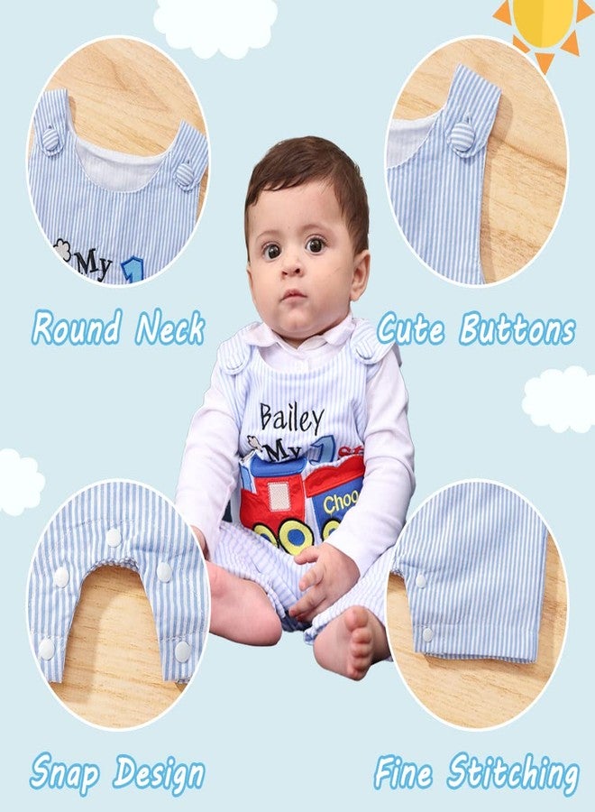 XIFAMNIY Infant Baby Boy embroidered Seersucker Shortall 1st Birthday Striped One-Piece Sleeveless Cotton Romper Summer Jumpsuit Cake Smash Clothes - Image 2