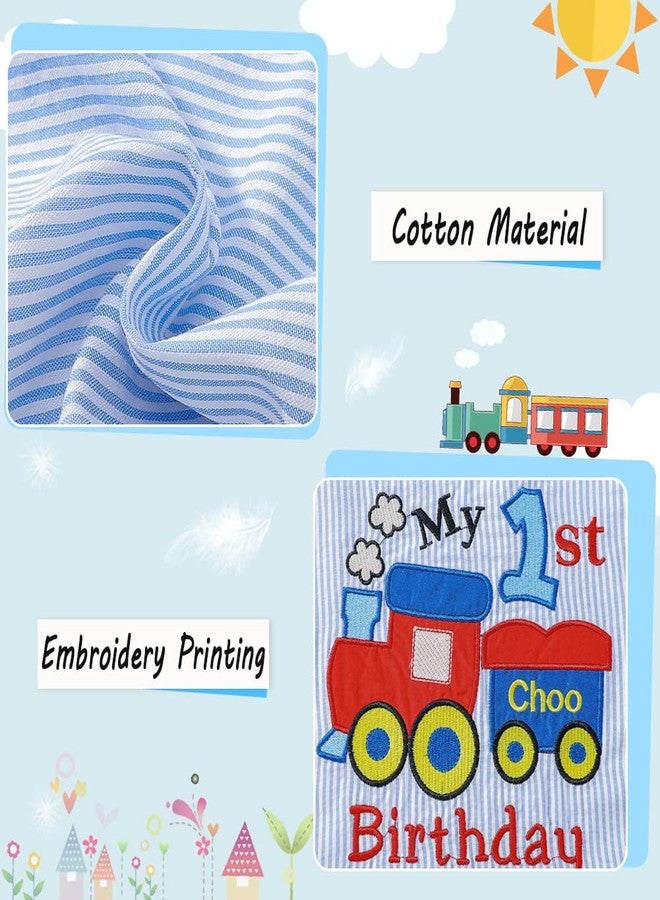 XIFAMNIY Infant Baby Boy embroidered Seersucker Shortall 1st Birthday Striped One-Piece Sleeveless Cotton Romper Summer Jumpsuit Cake Smash Clothes - Image 3