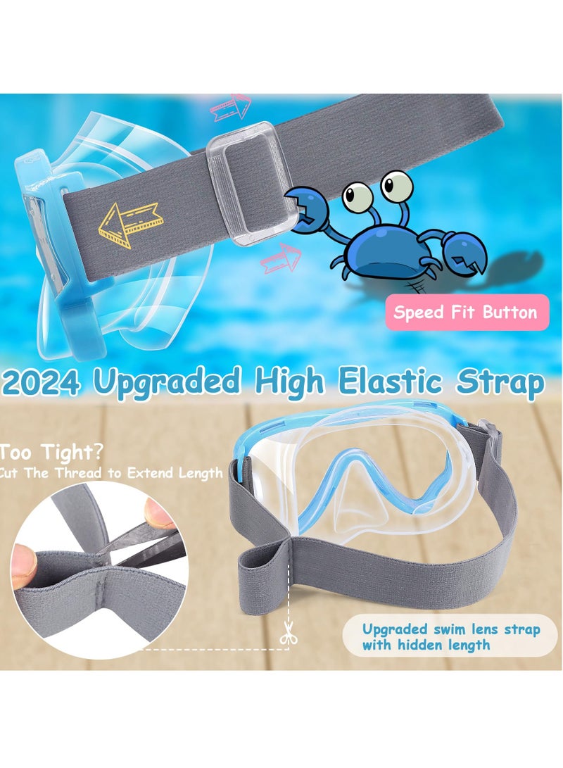 Generic Kids-Goggles with Nose Cover, Diving Mask Elastic Fabric Strap Anti Fog Anti Shattered Lens for Kids Swim Goggles 3-14 - Image 5