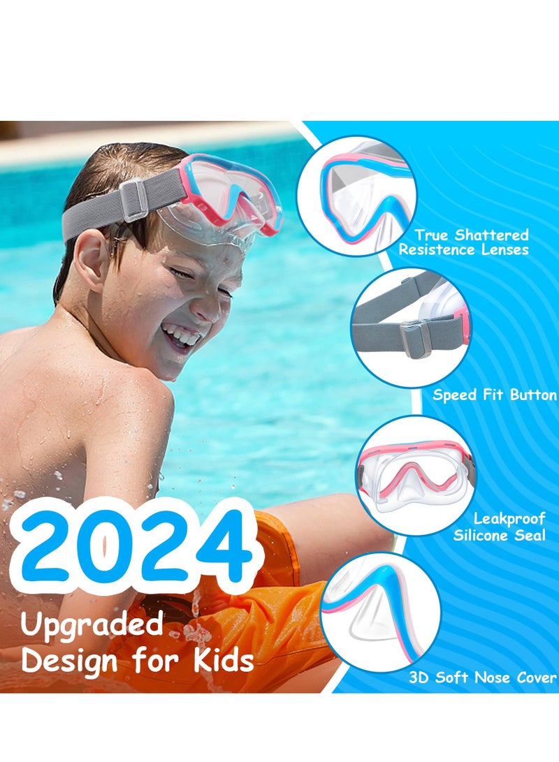 Generic Kids-Goggles with Nose Cover, Diving Mask Elastic Fabric Strap Anti Fog Anti Shattered Lens for Kids Swim Goggles 3-14 - Image 2