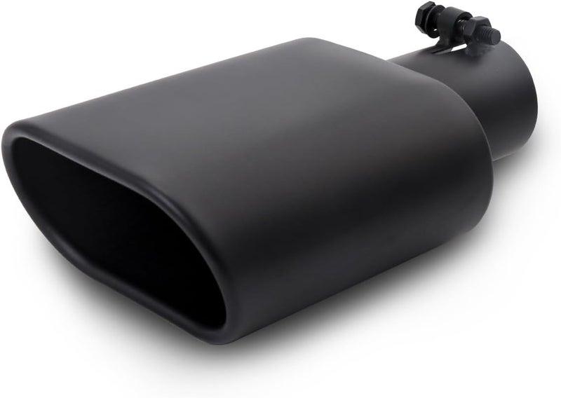A-KARCK فوهة العادم المربعة A-KARCK 2.25" مدخل، طلاء أسود فوهة عادم مستطيلة 3" × 5.5" مخرج 9.5" طول تصميم مثبت بالبراغي - Image 1