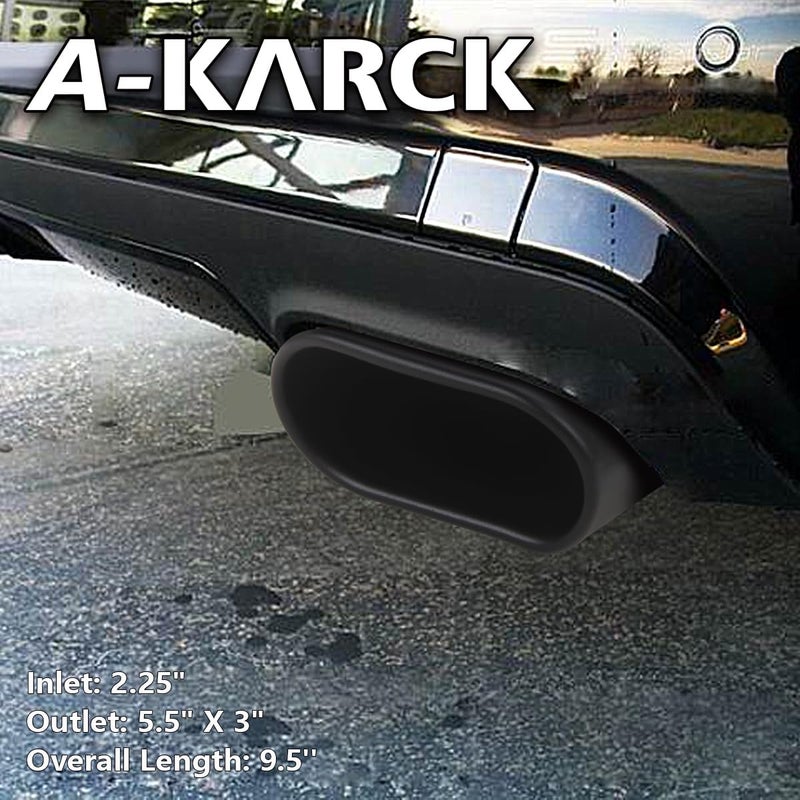 A-KARCK فوهة العادم المربعة A-KARCK 2.25" مدخل، طلاء أسود فوهة عادم مستطيلة 3" × 5.5" مخرج 9.5" طول تصميم مثبت بالبراغي - Image 5