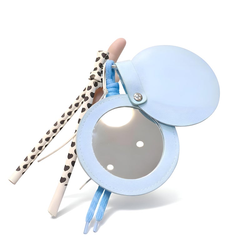 Leather - Stylish handheld mirror with ultra-clear glass surrounded by durable artificial leather frame and a snap closure guard ensuring long-lasting pristine condition. (option 1) - Image 1