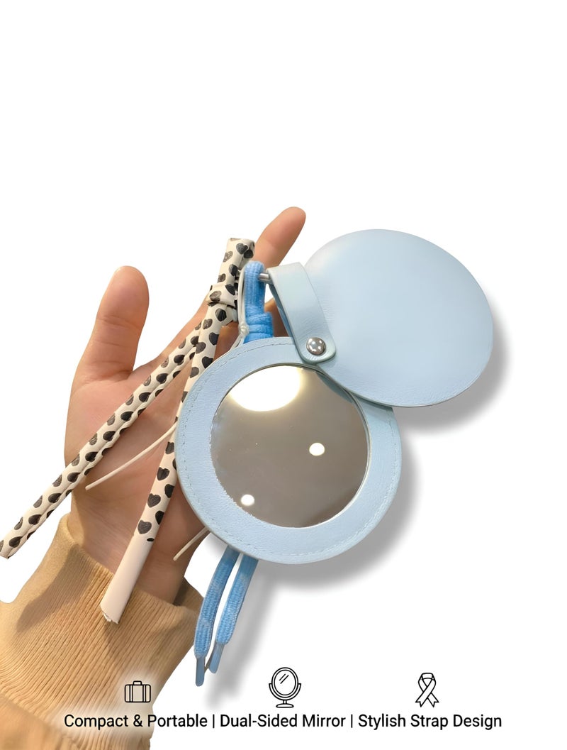Leather - Stylish handheld mirror with ultra-clear glass surrounded by durable artificial leather frame and a snap closure guard ensuring long-lasting pristine condition. (option 1) - Image 3