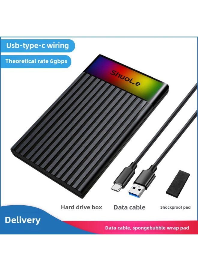 Generic Shuole Typec Mobile Hard Disk Box Color Light Gradient 2.5-inch Laptop External Sata Serial Port-Color:Sl-u25t-l-ac---english Packaging  - Image 1