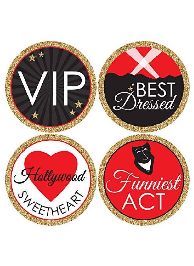 Big Dot of Happiness Red Carpet Hollywood Movie Night Party Funny Name Tags Award Party Badges Sticker Set Of 12  - Image 5