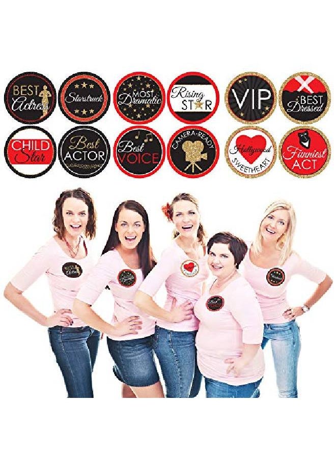 Big Dot of Happiness Red Carpet Hollywood Movie Night Party Funny Name Tags Award Party Badges Sticker Set Of 12  - Image 2