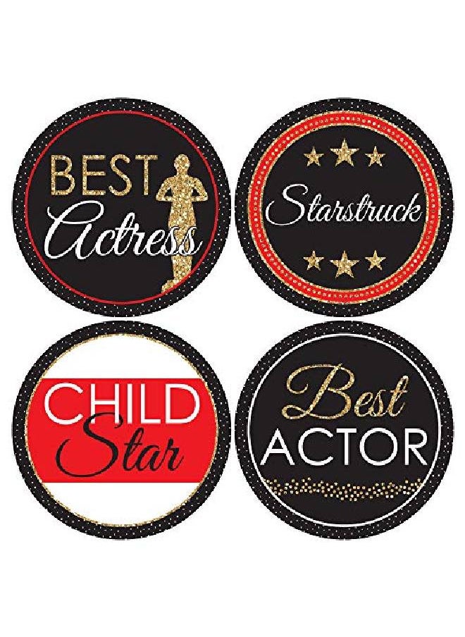 Big Dot of Happiness Red Carpet Hollywood Movie Night Party Funny Name Tags Award Party Badges Sticker Set Of 12  - Image 3