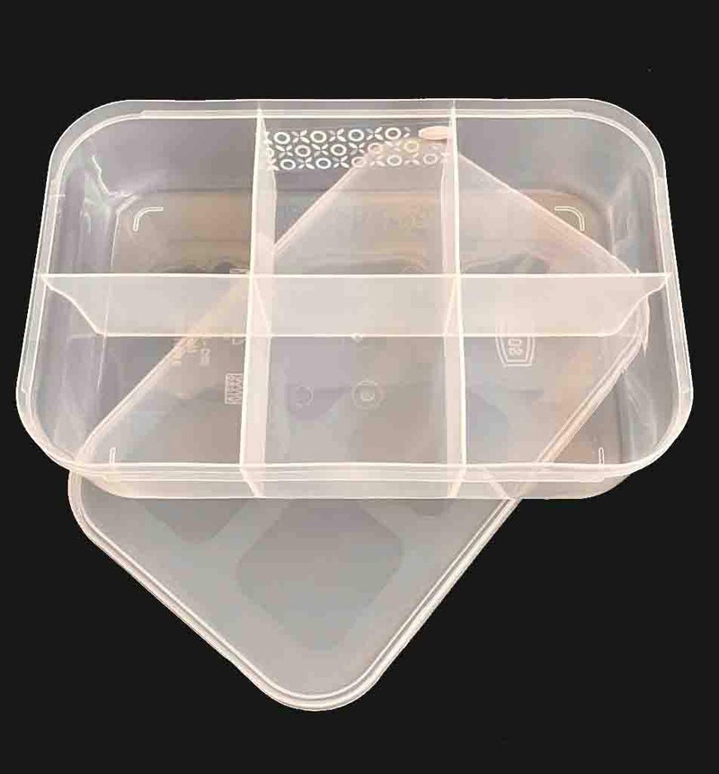 CSM Jewellery Case OrganizerCLICK6B2 Multipurpose Plastic Storage Box with dividers 6 Grids in Big size Transparent Pack of 2 Boxes Big Size - Image 4