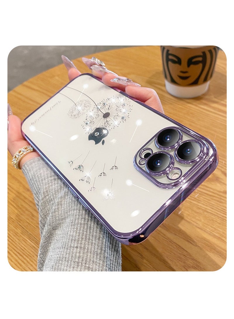 iPhone 15 Pro Case Cover Dandelion Pattern Design Clear Women Phone Anti-scratch Shockproof Protective Accessories Protection Camera Lens TPU Bumper Comfortable Hold Back Cover - Image 4