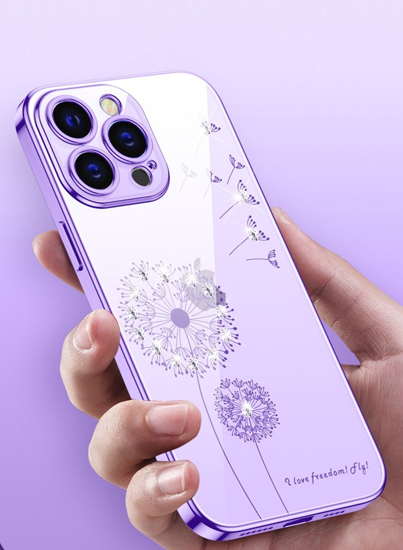 iPhone 15 Pro Case Cover Dandelion Pattern Design Clear Women Phone Anti-scratch Shockproof Protective Accessories Protection Camera Lens TPU Bumper Comfortable Hold Back Cover - Image 2