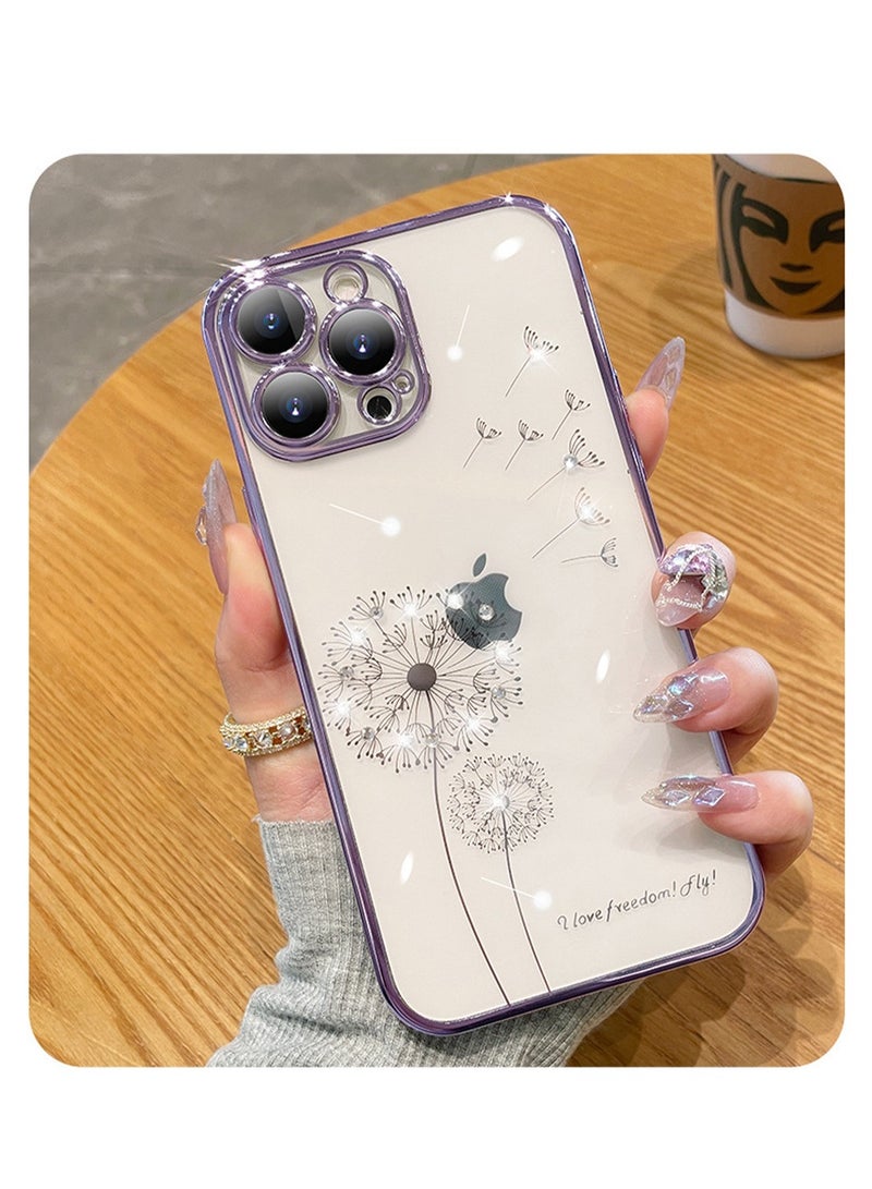 iPhone 15 Pro Case Cover Dandelion Pattern Design Clear Women Phone Anti-scratch Shockproof Protective Accessories Protection Camera Lens TPU Bumper Comfortable Hold Back Cover - Image 3