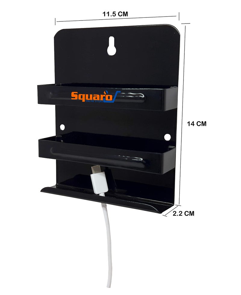 SQUARO Mobile Stand Phone Charging Holder TV AC Remote Multipurpose Holder Stand for Home Wall Mount Shelf (Black) - Image 3