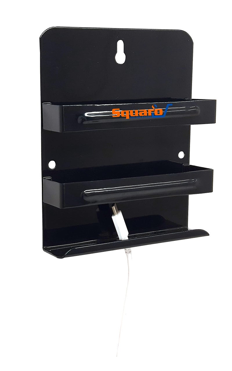 SQUARO Mobile Stand Phone Charging Holder TV AC Remote Multipurpose Holder Stand for Home Wall Mount Shelf (Black) - Image 2