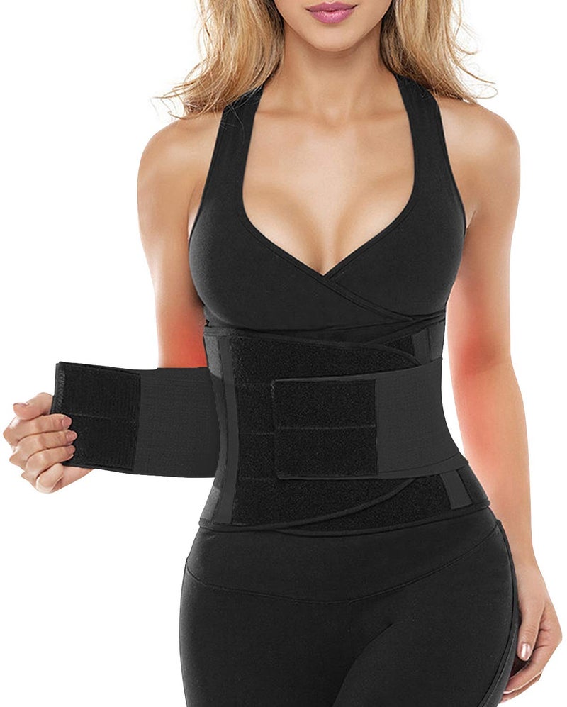 SHAPERX Women Waist Trainer Eraser Belt Tummy Control Waist Trimmer Slimming Belly Band Shaper, (SZ8002-Black,Large) - Image 1