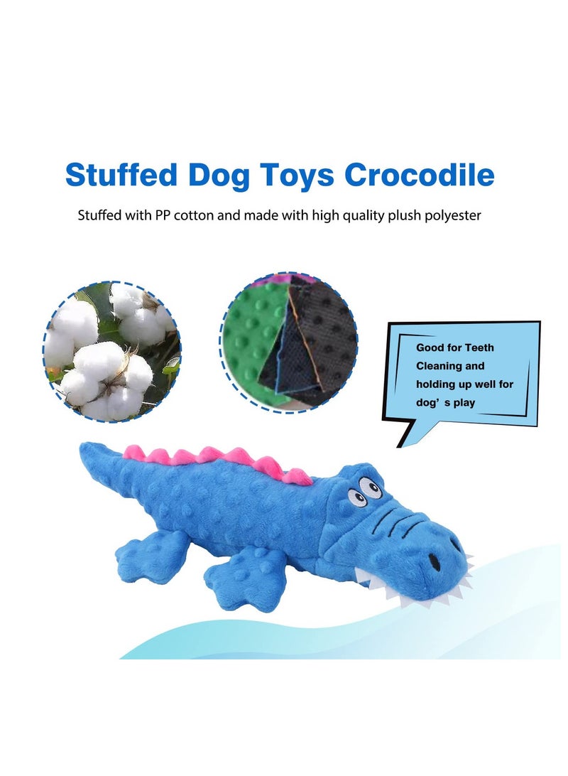 Excefore 2 Pack Dog Squeaky Toys, Cute Stuffed Plush Dog Chew Toys for Puppy Teething, Durable Interactive Dog Toys for Small, Medium and Large Dogs(Blue+Purple, Crocodiles) - Image 3