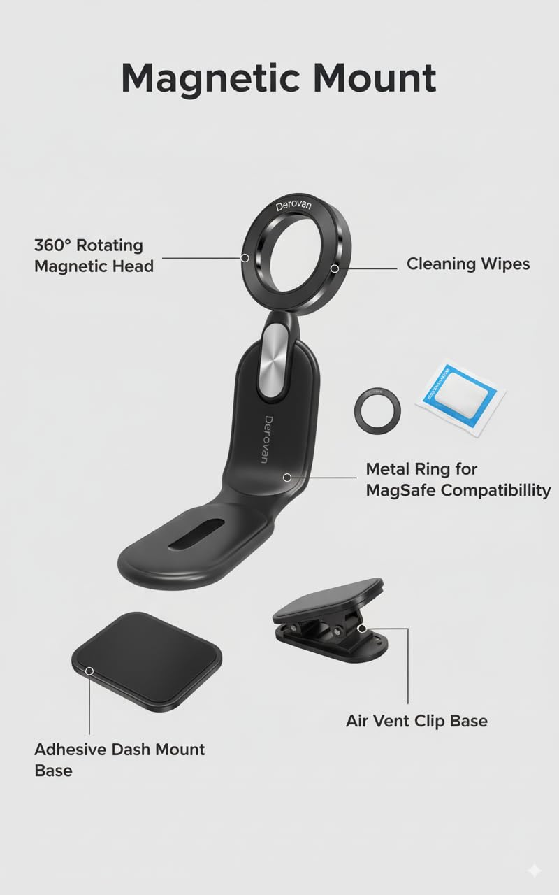 Derovan Car Air Vent Phone Holder for Jaecoo J6 / Chery iCar 03 (2024-2025, LHD) – Clip-Stand Mount, Secure Grip for Dash or Vent - Image 2