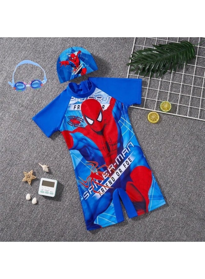 Generic Children's Swimsuit One-piece Polyester Boy Cartoon Suit Swimming Summer Boy-Color:143-Size:M 90-100CM  - Image 3