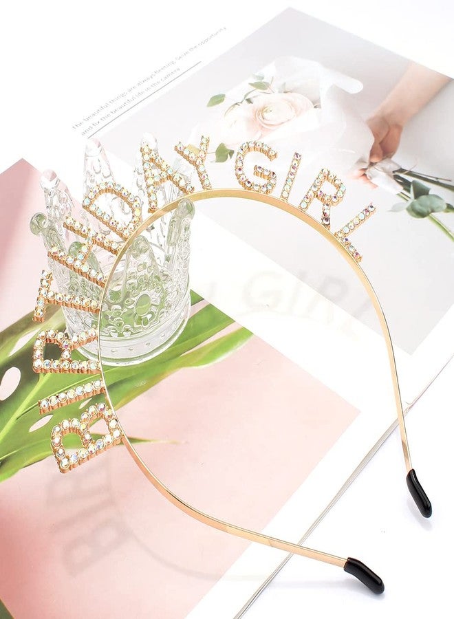 AOPRIE Hairband Birthday Tiara for Women Girls Happy Birthday Princess Crown Rhinestone Accessories, Gold AB - Image 3